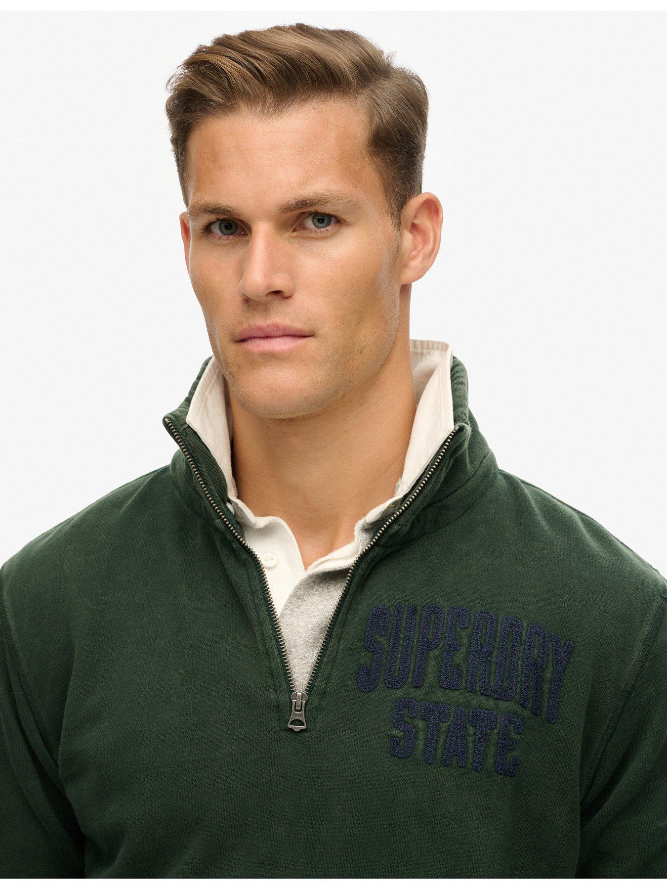 Image 4 of 5 of Superdry Vintage Athletic Quarter Zip Sweat - Dark Green