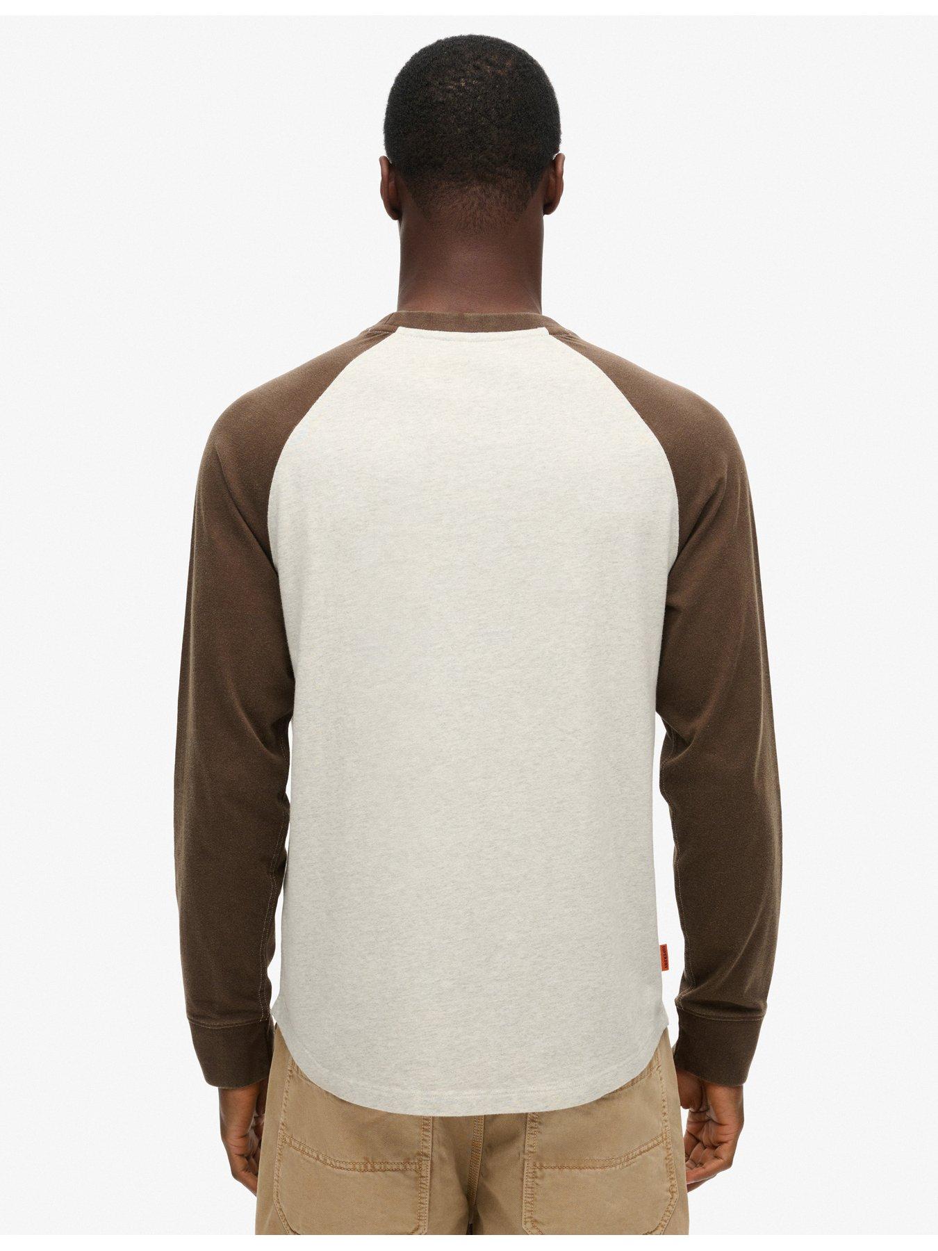  image of superdry-essential-logo-baseball-long-sleeve-t-shirt-brown