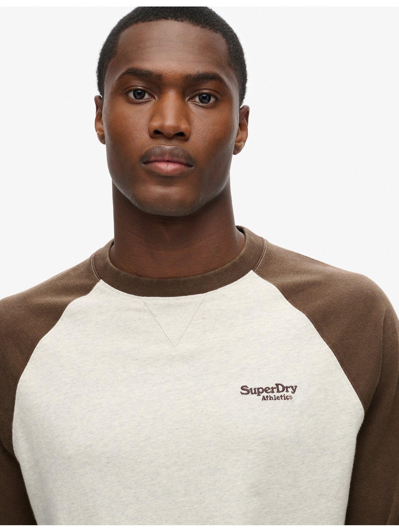  image of superdry-essential-logo-baseball-long-sleeve-t-shirt-brown