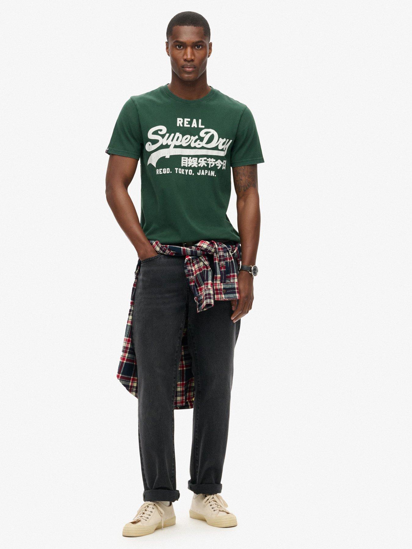  image of superdry-classic-vintage-graphic-printed-t-shirt-green