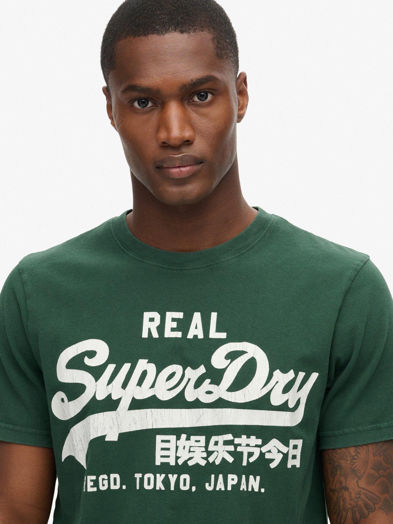  image of superdry-classic-vintage-graphic-printed-t-shirt-green
