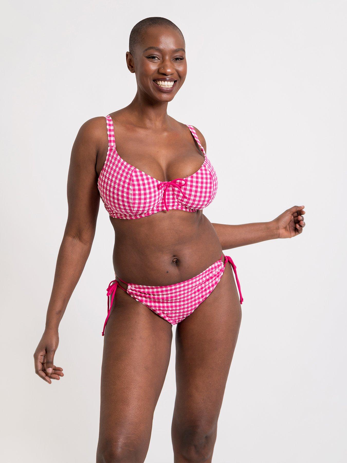 curvy-kate-holiday-check-tie-side-bikini-brief-raspberry-pink