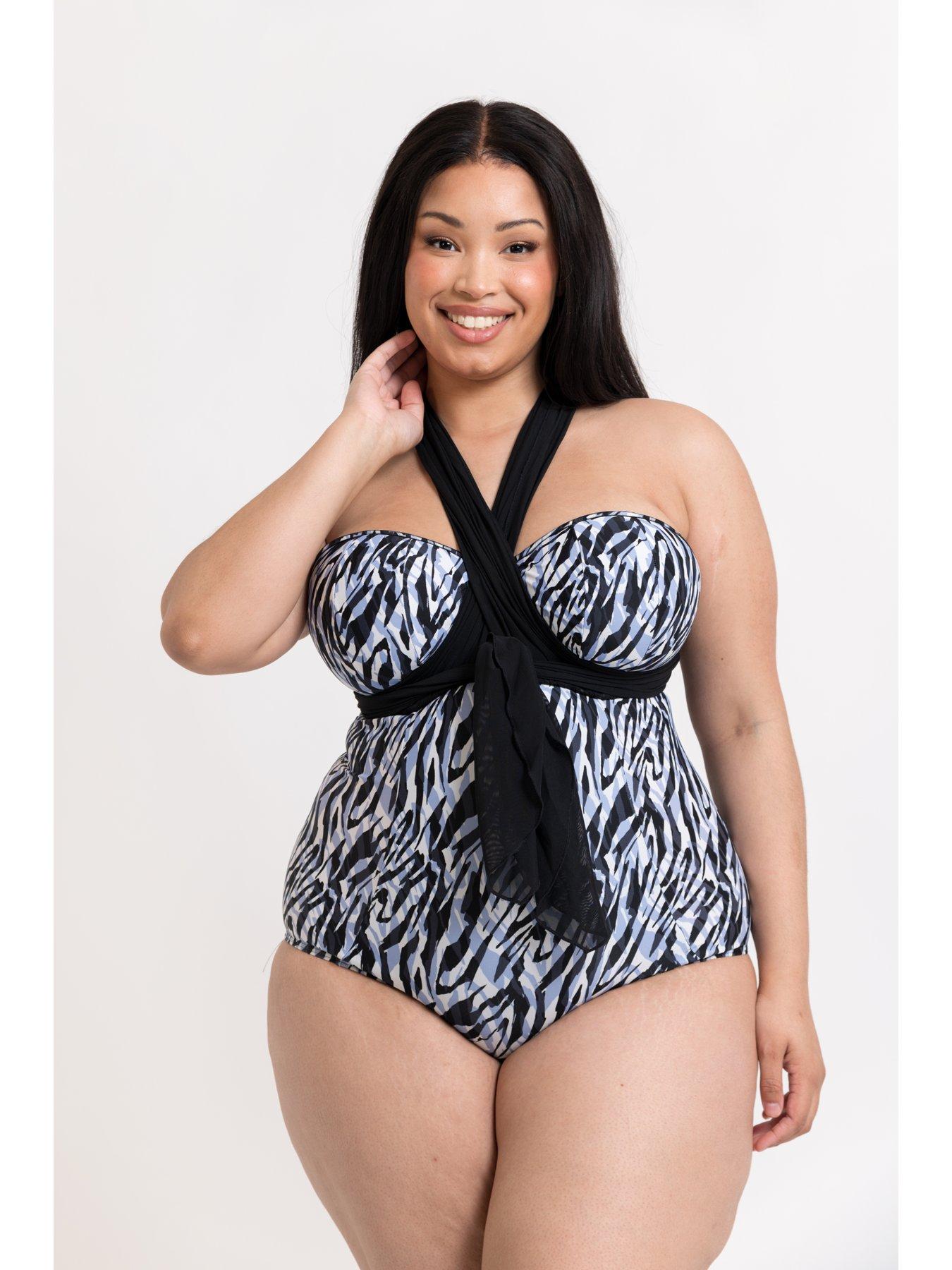  image of curvy-kate-wrapsody-bandeau-strapless-multiway-swimsuit-zebra-print