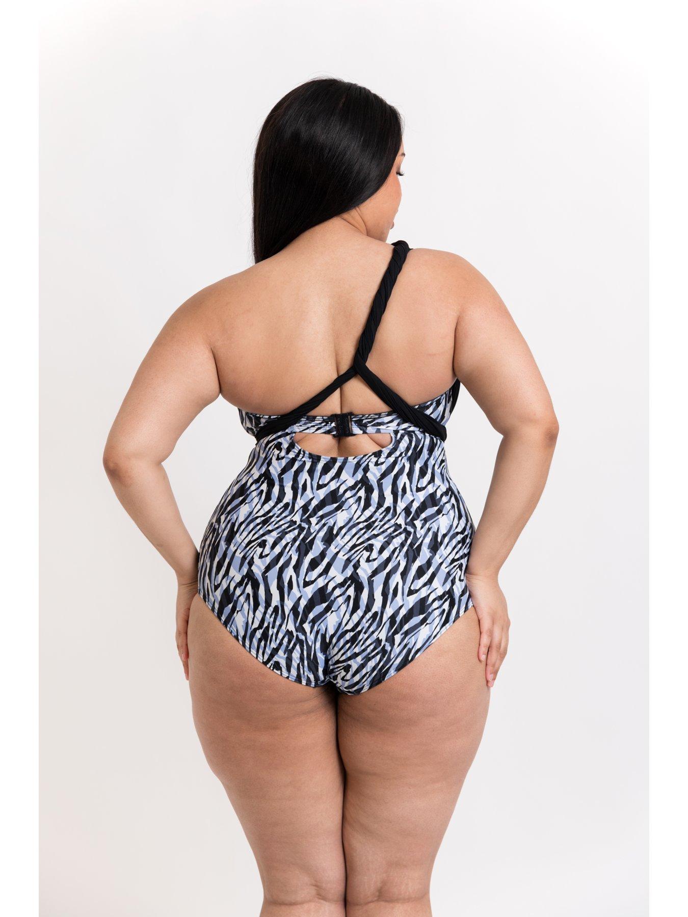 image of curvy-kate-wrapsody-bandeau-strapless-multiway-swimsuit-zebra-print