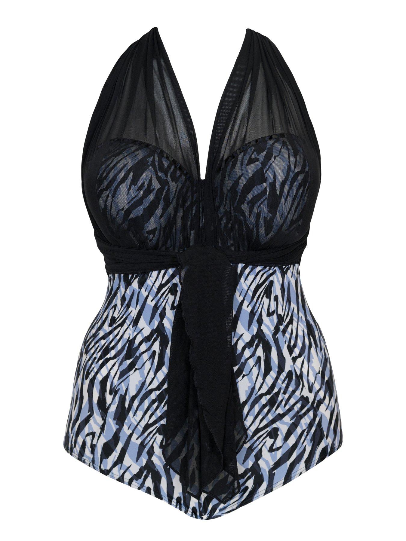  image of curvy-kate-wrapsody-bandeau-strapless-multiway-swimsuit-zebra-print