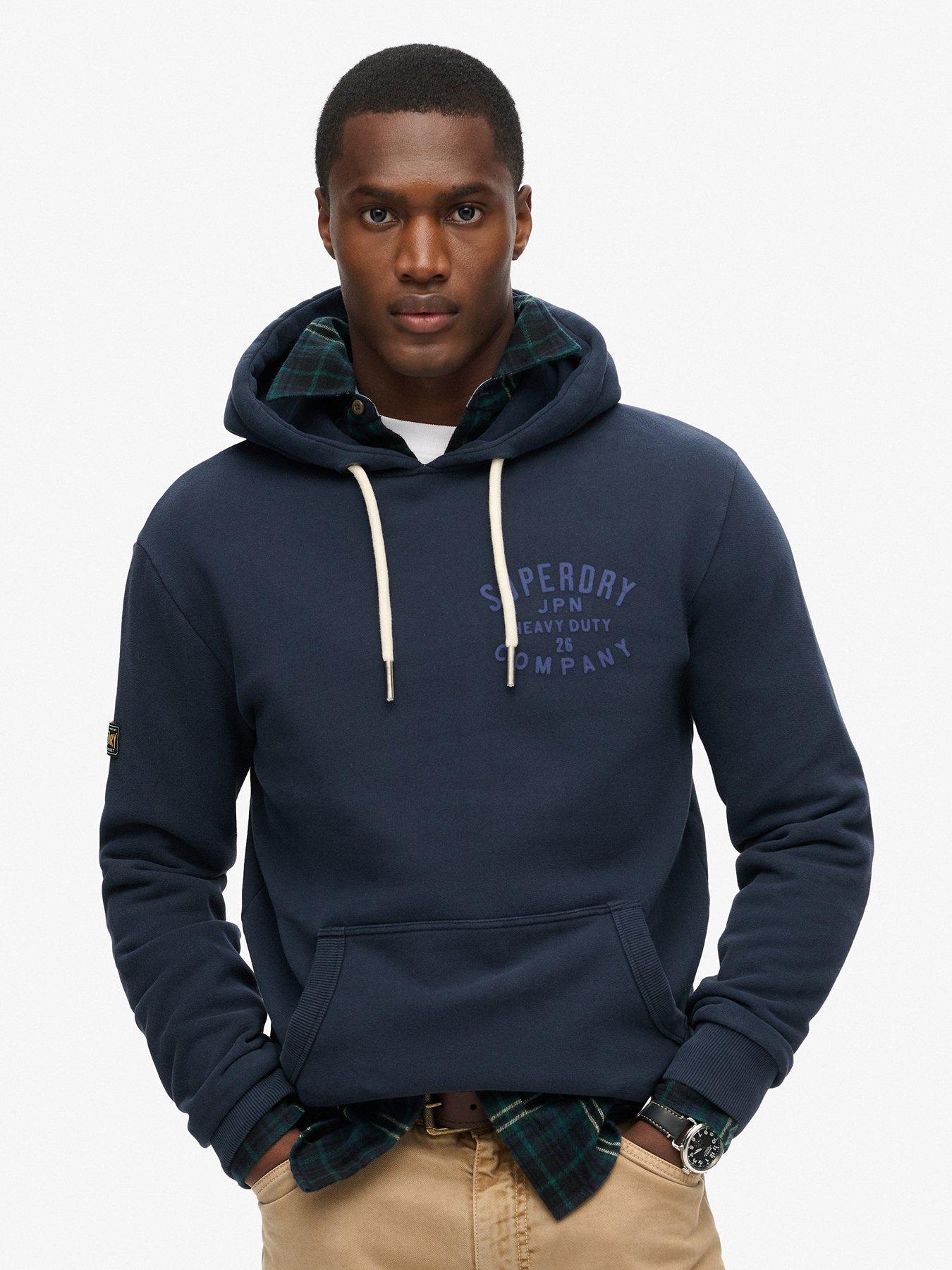  image of superdry-machine-goods-graphic-hoodie-navy