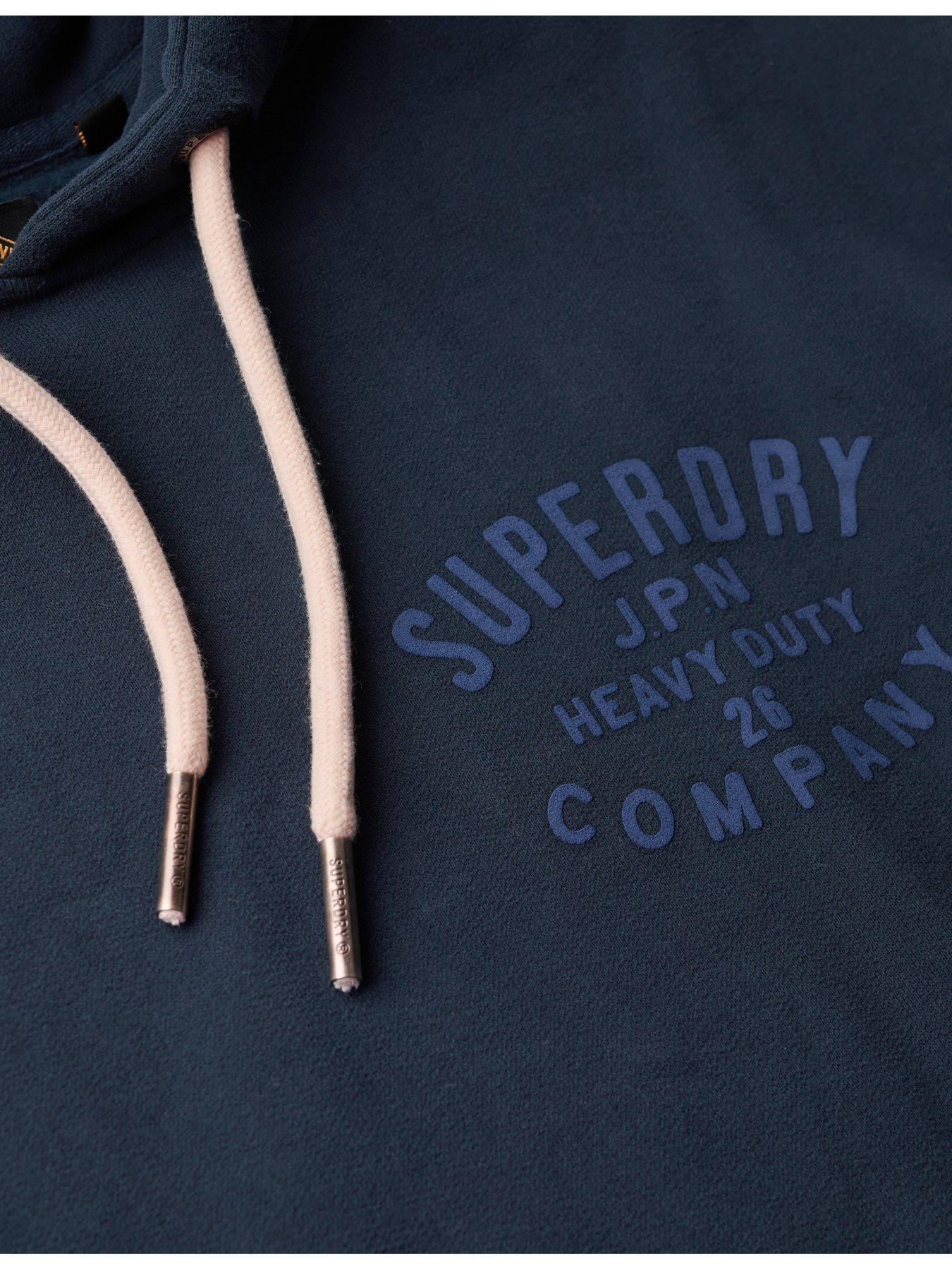  image of superdry-machine-goods-graphic-hoodie-navy