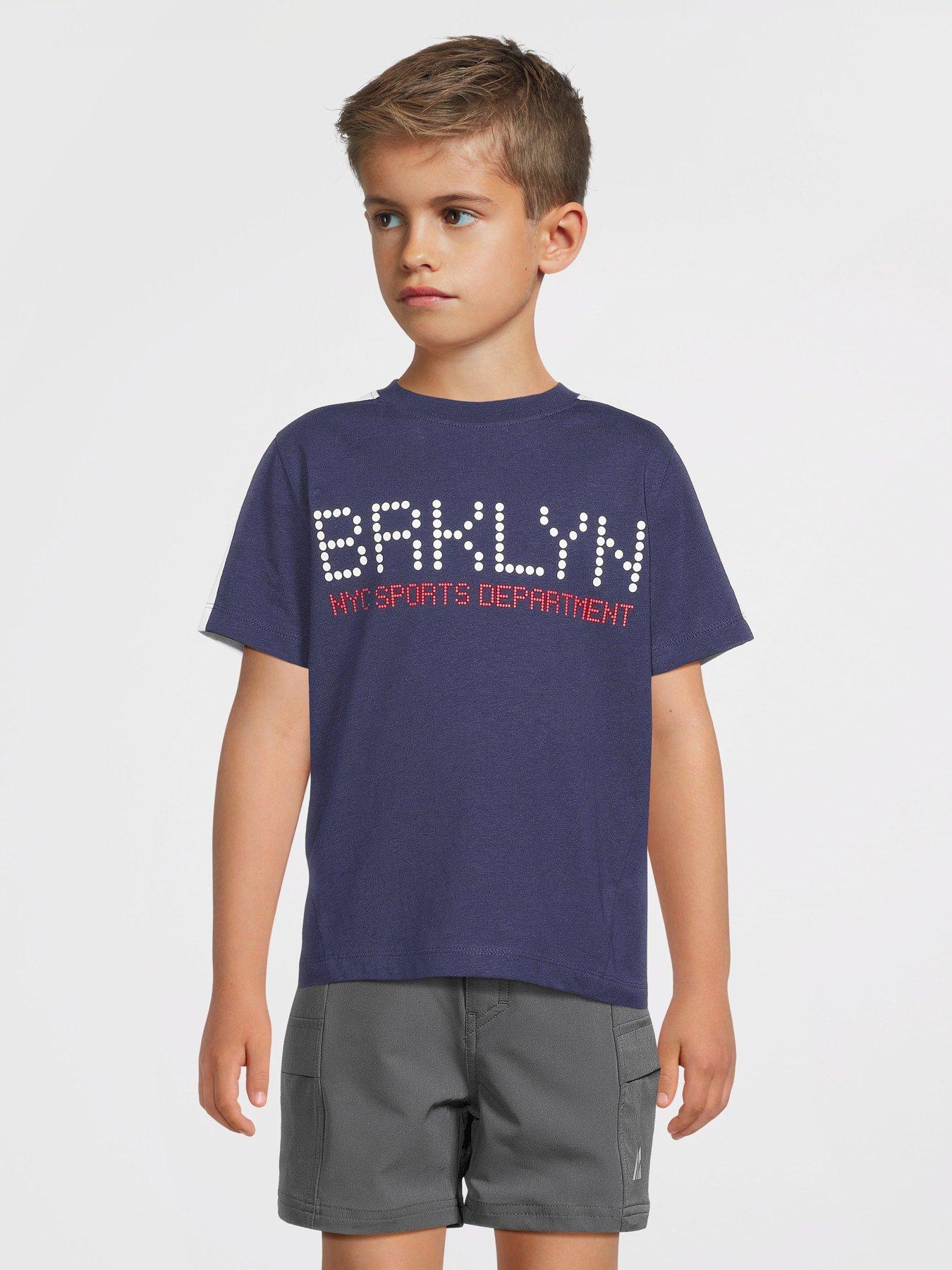  image of v-by-very-boys-brooklyn-sports-t-shirt--blue