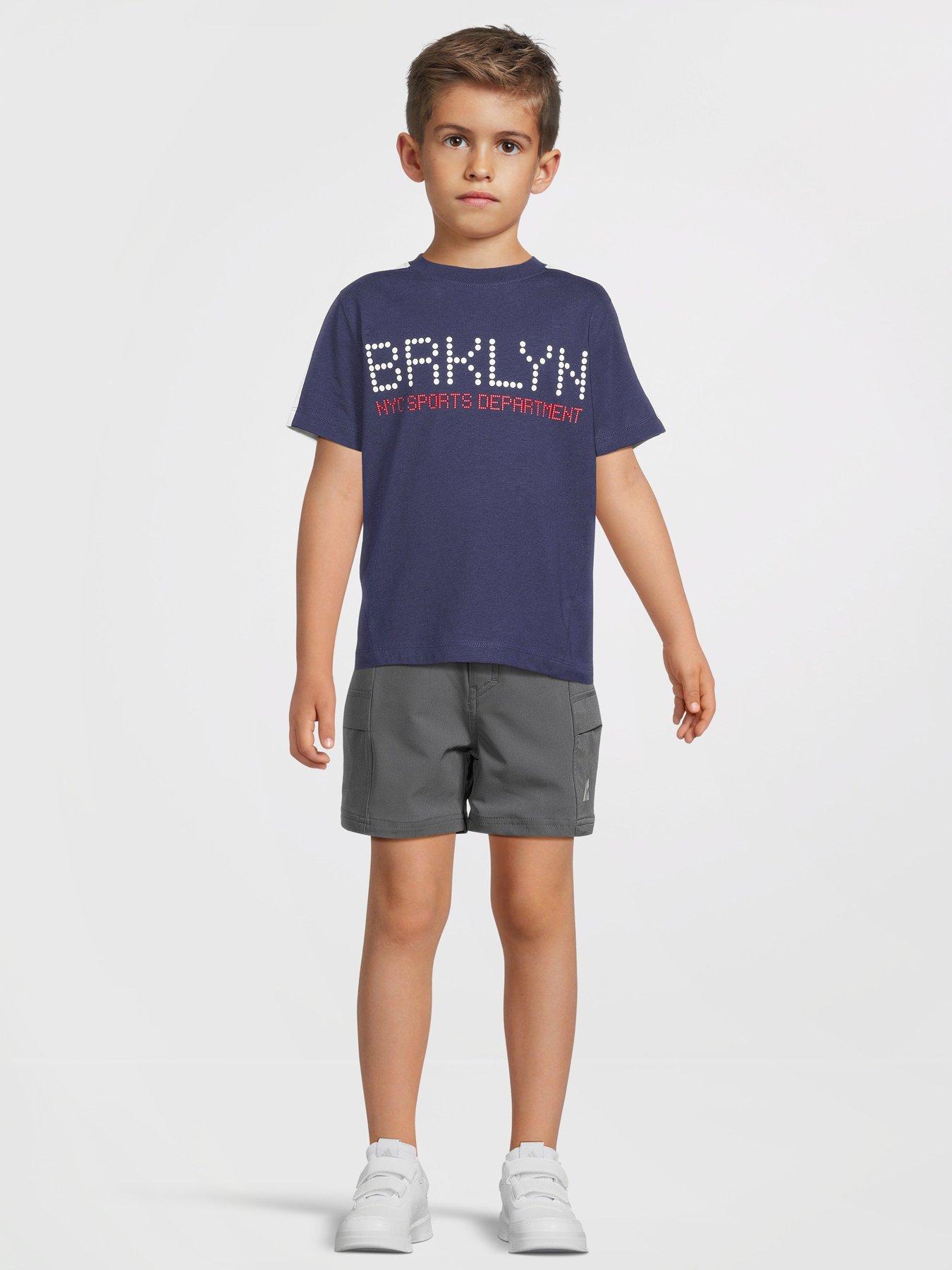  image of v-by-very-boys-brooklyn-sports-t-shirt--blue