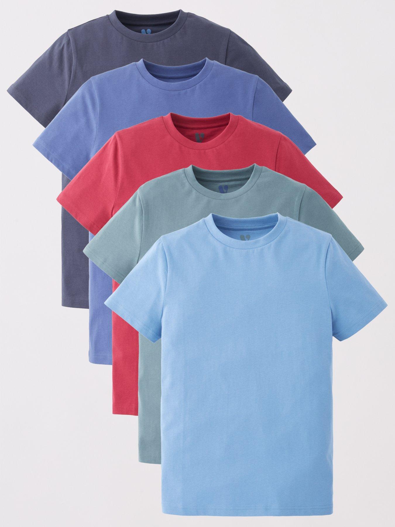 V by Very Boys Short Sleeve 5 Pack T-Shirts - Multi
