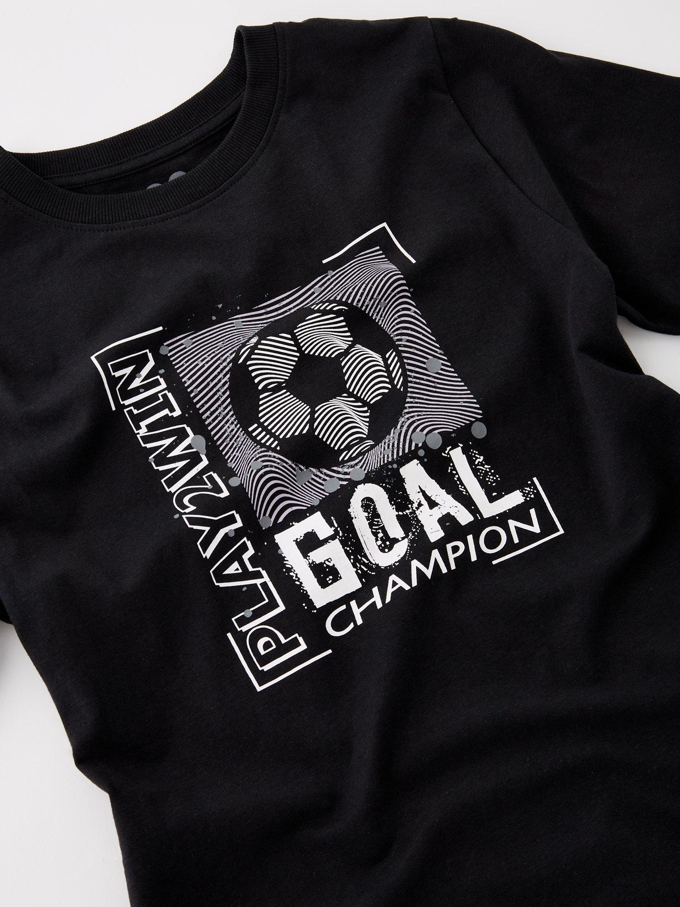 Image 3 of 4 of V by Very Boys Short Sleeve Football Pyjamas - Black