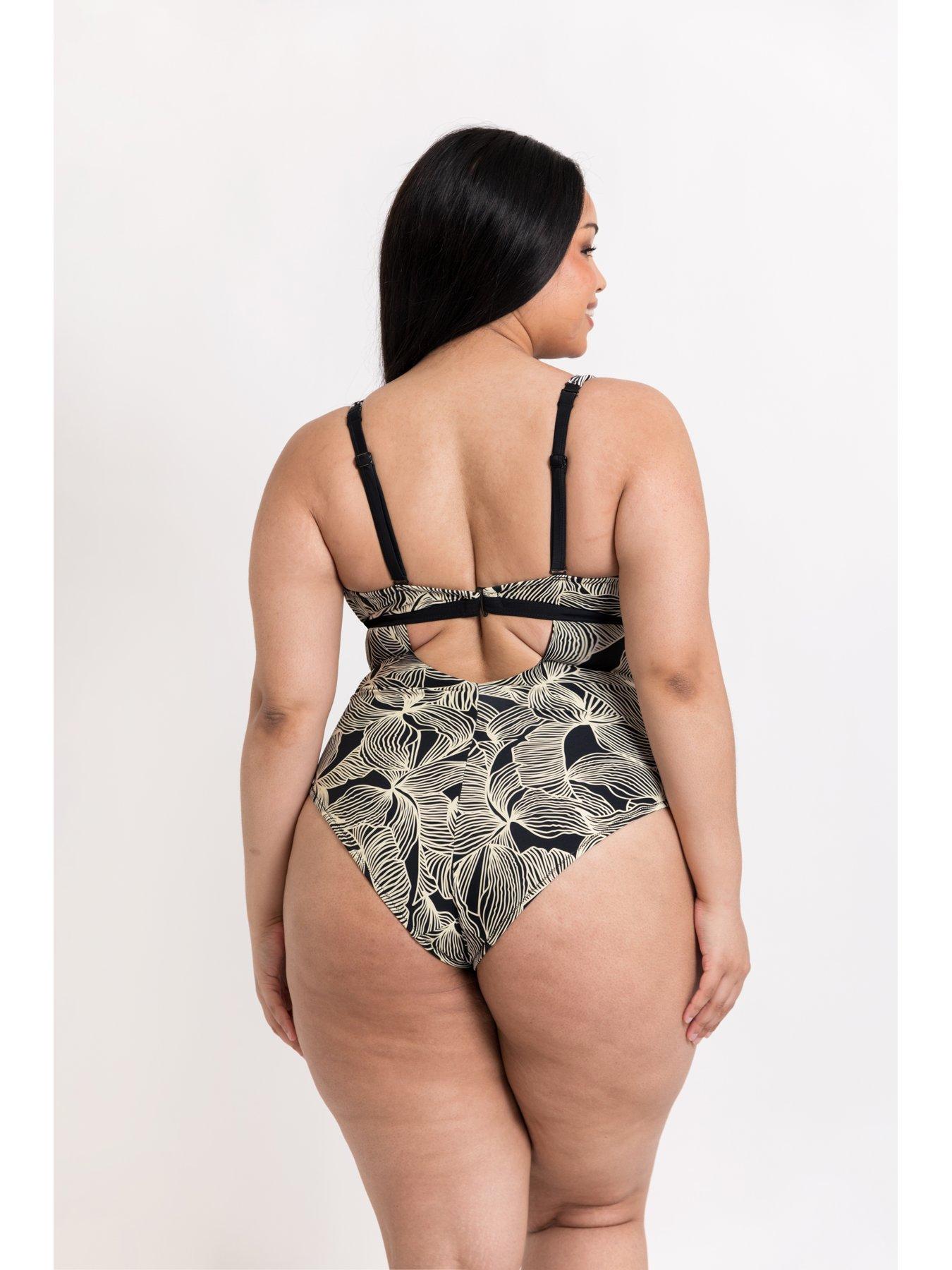 Image 2 of 6 of Curvy Kate Ripple Reef Reversible Non-wired Mulitway Swimsuit - Black Print