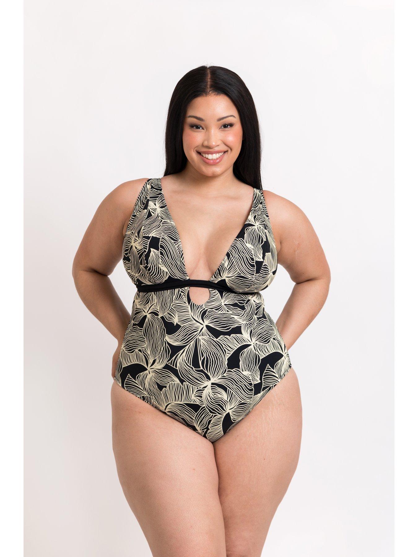 Image 3 of 6 of Curvy Kate Ripple Reef Reversible Non-wired Mulitway Swimsuit - Black Print