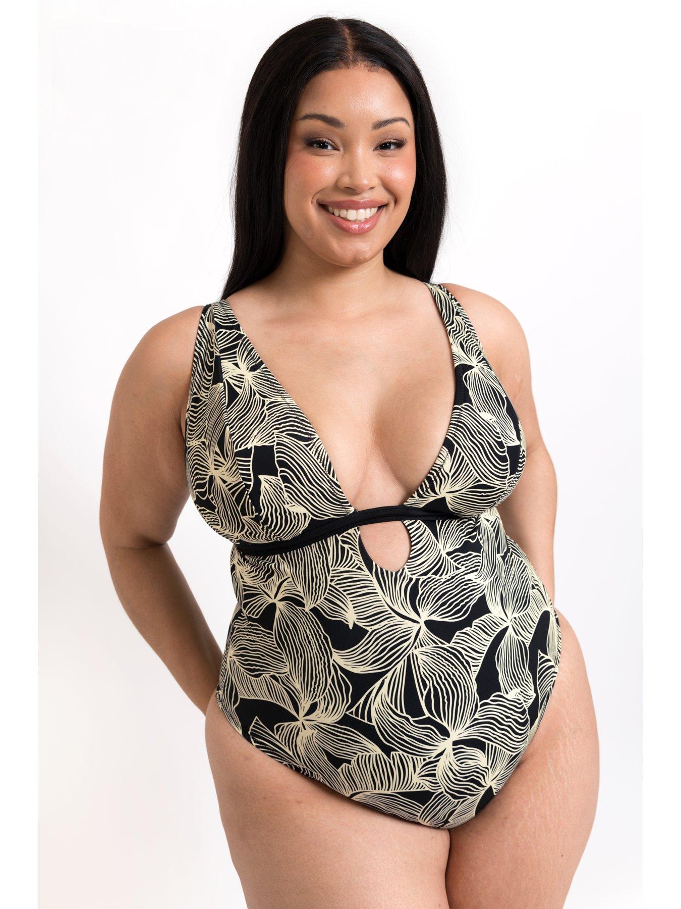 Image 4 of 6 of Curvy Kate Ripple Reef Reversible Non-wired Mulitway Swimsuit - Black Print