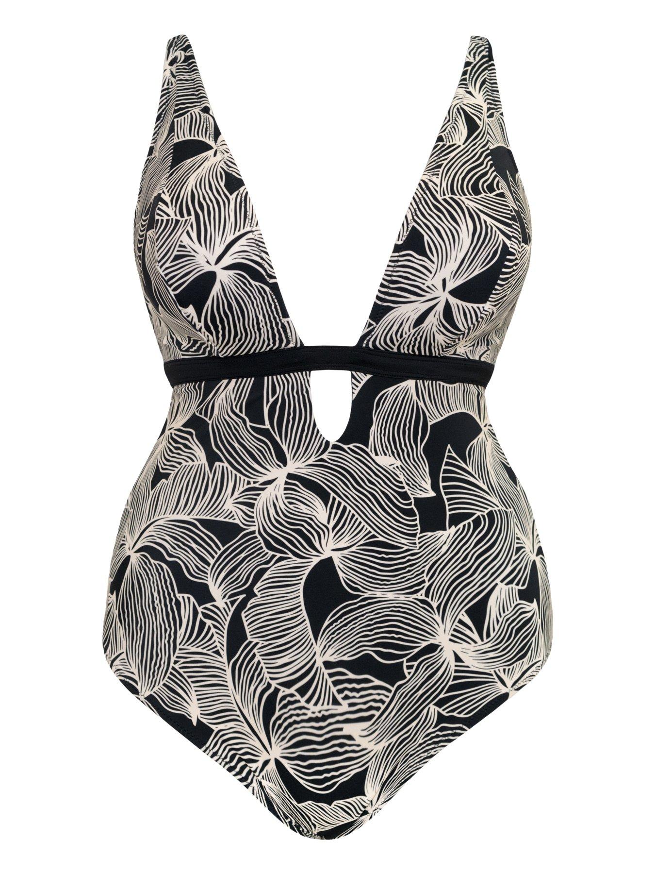 Image 6 of 6 of Curvy Kate Ripple Reef Reversible Non-wired Mulitway Swimsuit - Black Print