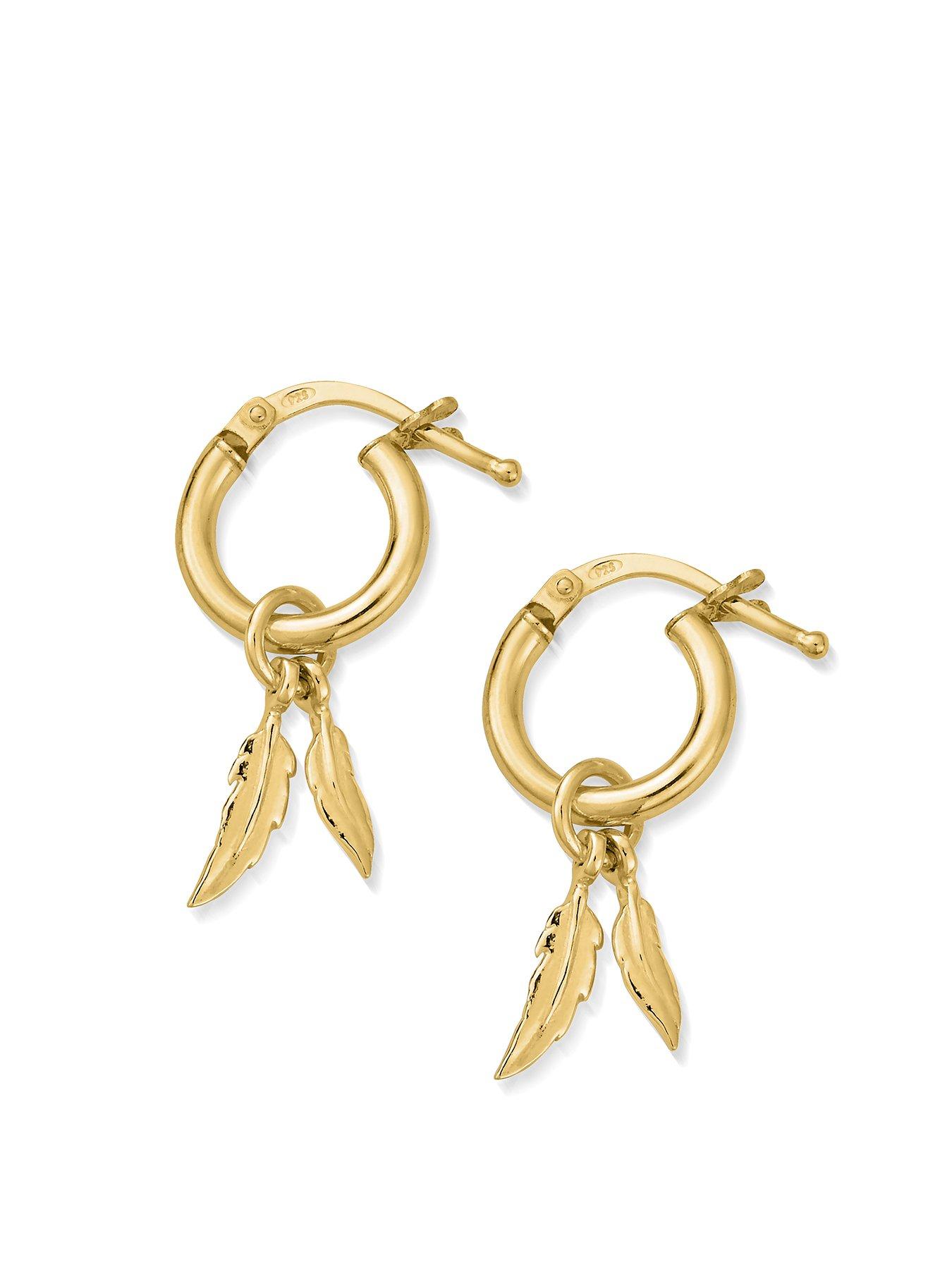  image of chlobo-gold-double-feather-small-hoops