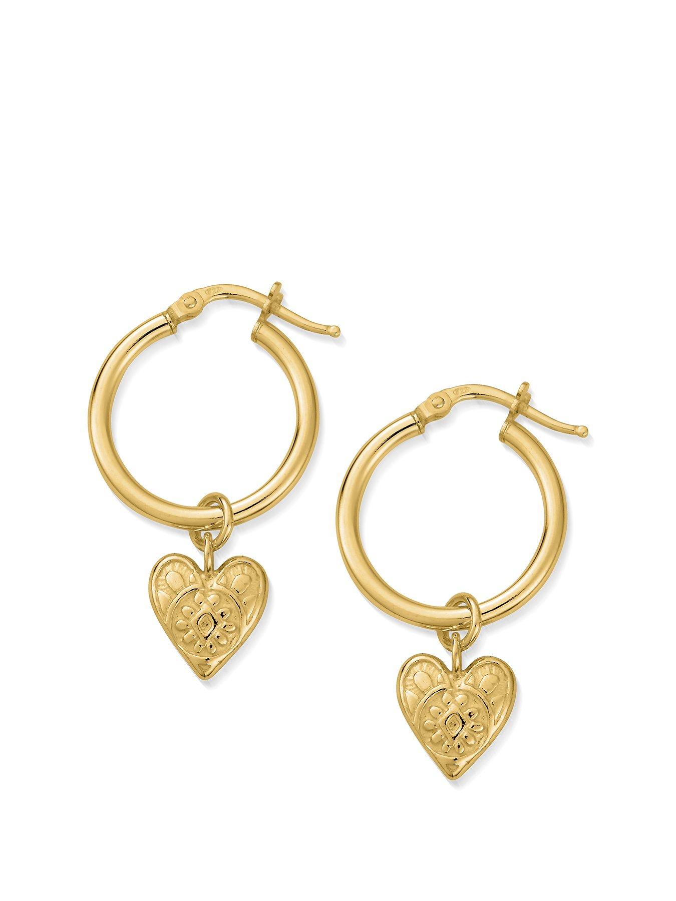 undefined Gold Decorated Heart Hoops