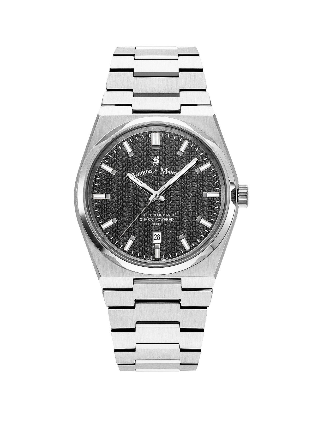 Jacques Du Manoir Swiss-made Horizon Gents Silver Plated Bracelet Watch