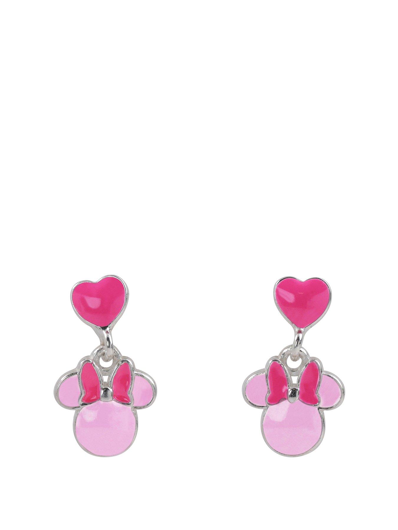 disney-925-sterlling-silver-minnie-mouse-pink-enamel-love-heart-drop-earrings