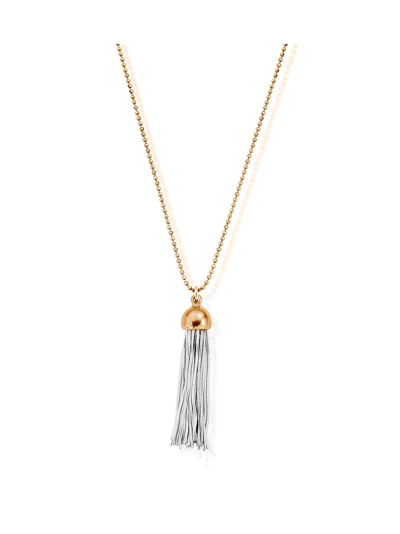 undefined Gold Diamond Cut Chain With Cap Tassel Pendant