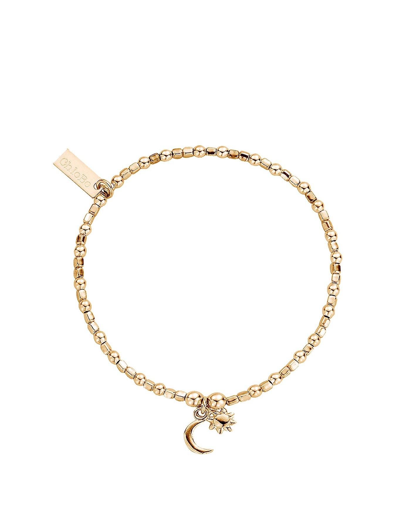 undefined Gold Mini Cube Dainty Moon And Sun Bracelet