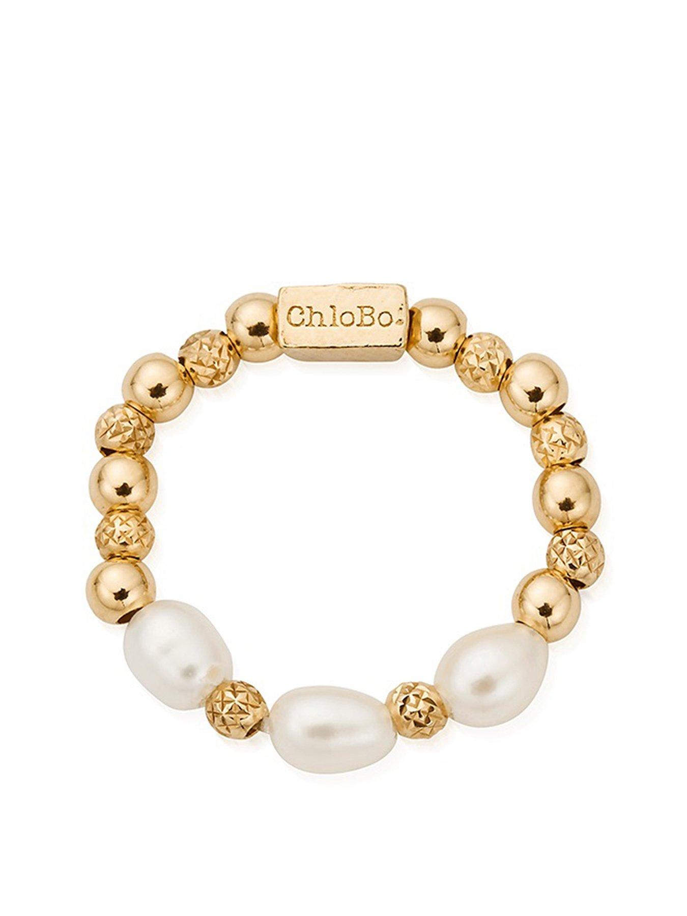  image of chlobo-gold-triple-sparkle-pearl-ring