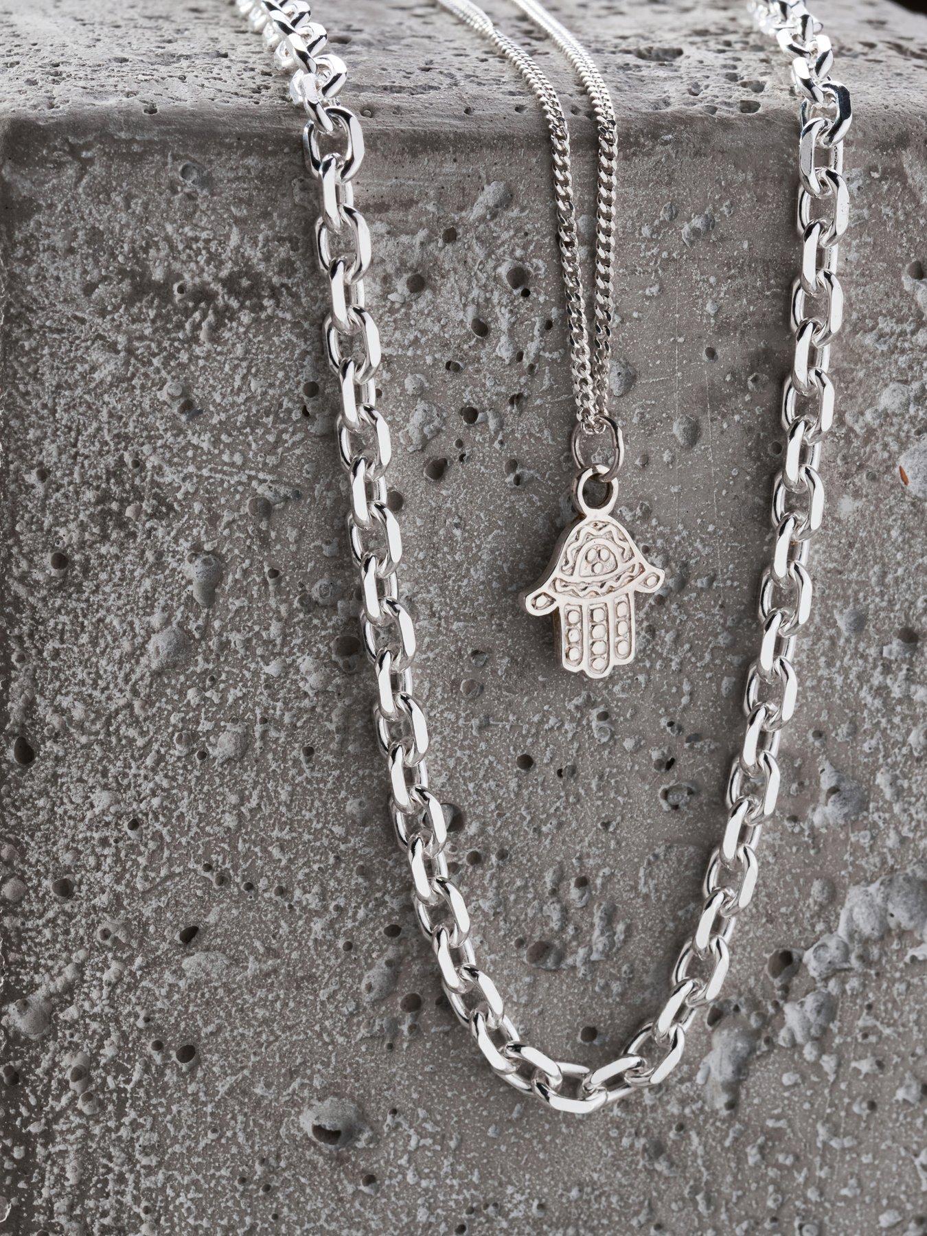  image of chlobo-mens-curb-chain-hamsa-necklace
