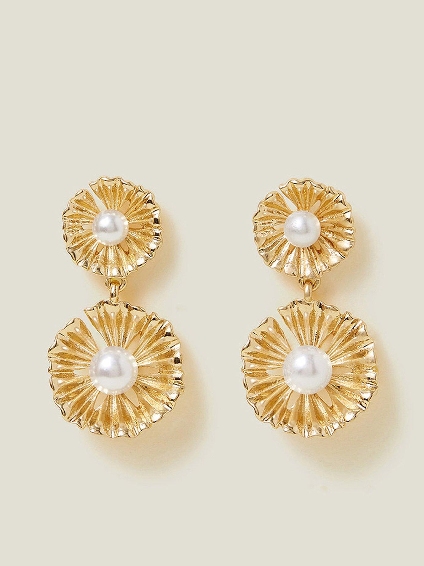 undefined Pearl Flower Drop Earrings