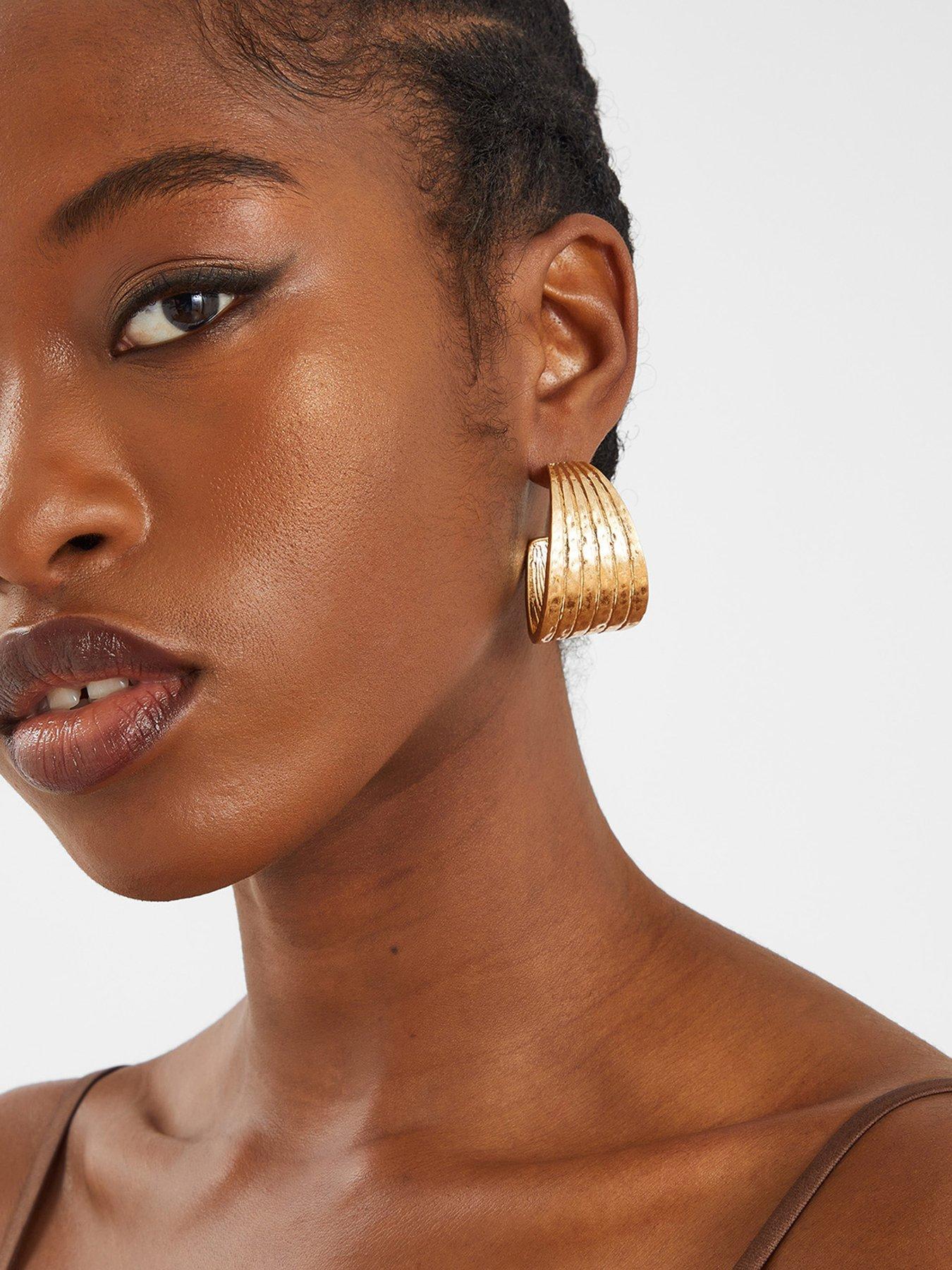Image 2 of 3 of Accessorize Textured Ridge Hoop Earrings
