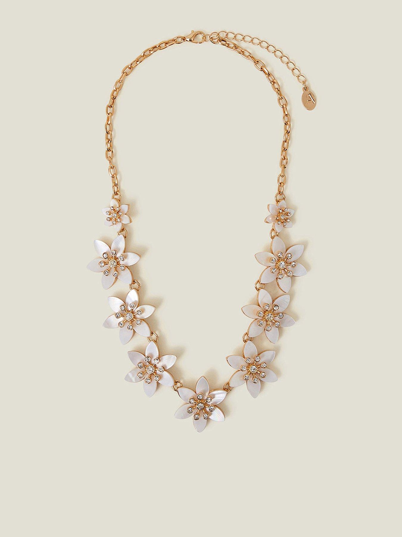  image of accessorize-mother-of-pearl-flower-collar-necklace