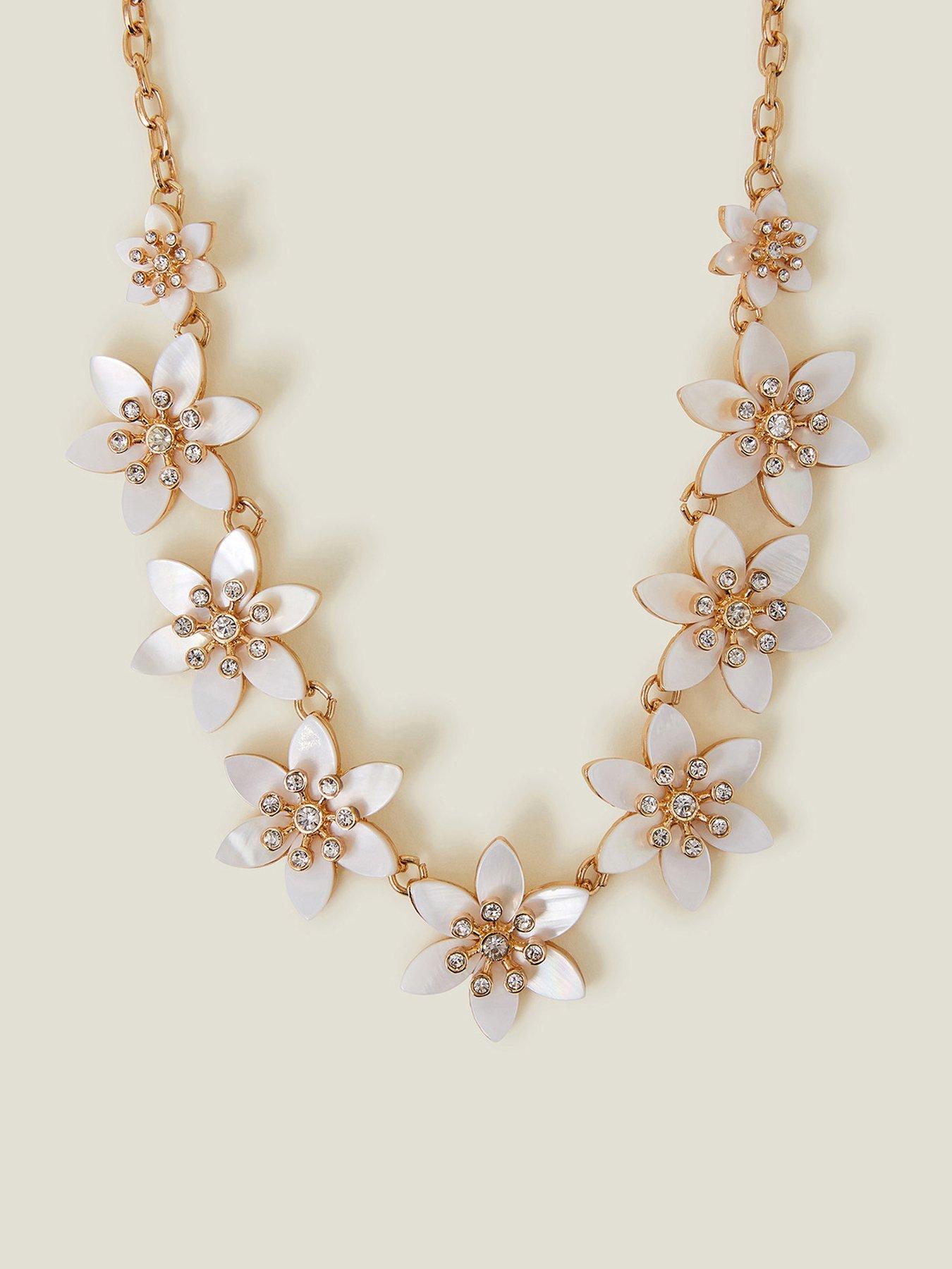  image of accessorize-mother-of-pearl-flower-collar-necklace