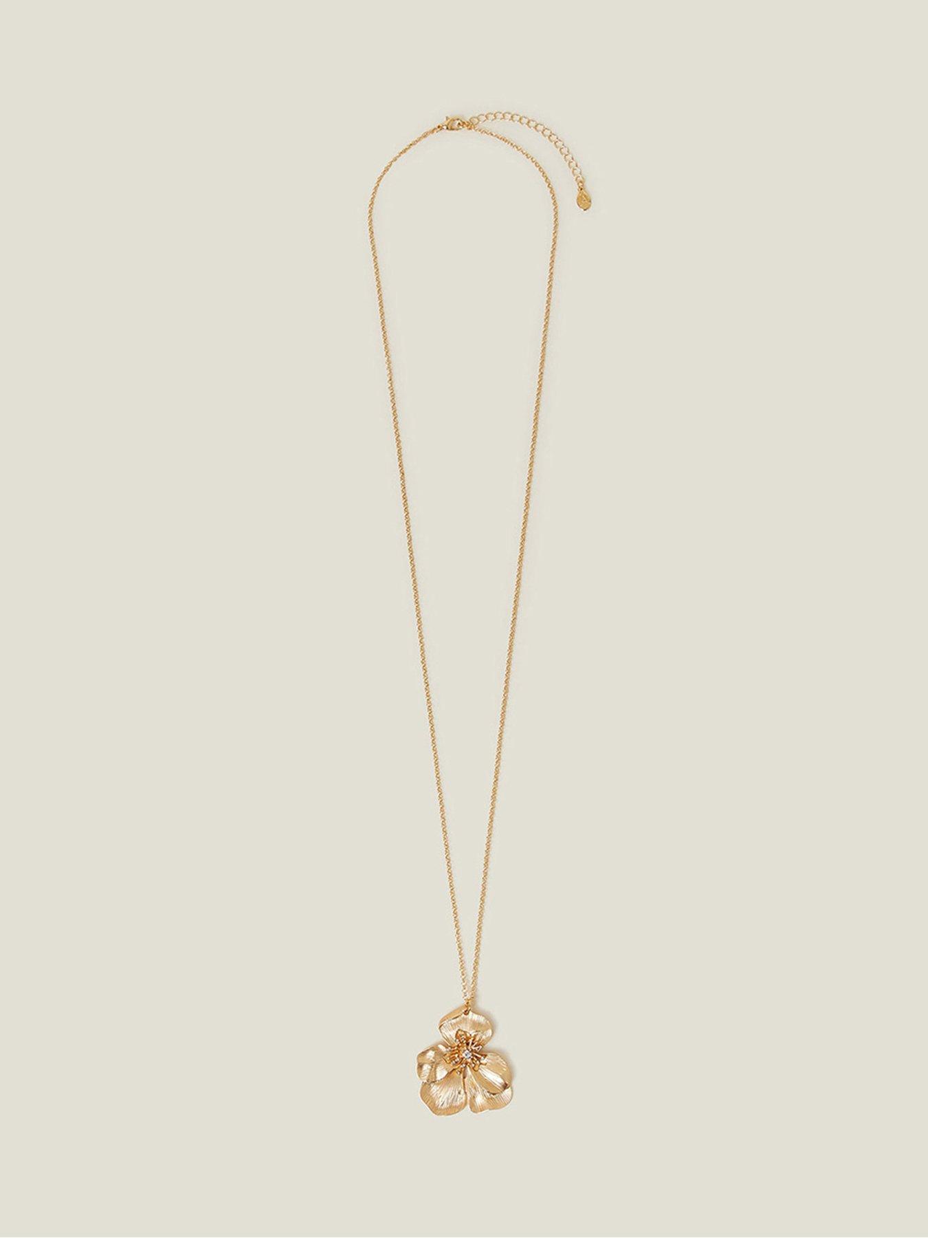  image of accessorize-longline-brushed-flower-pendant-necklace