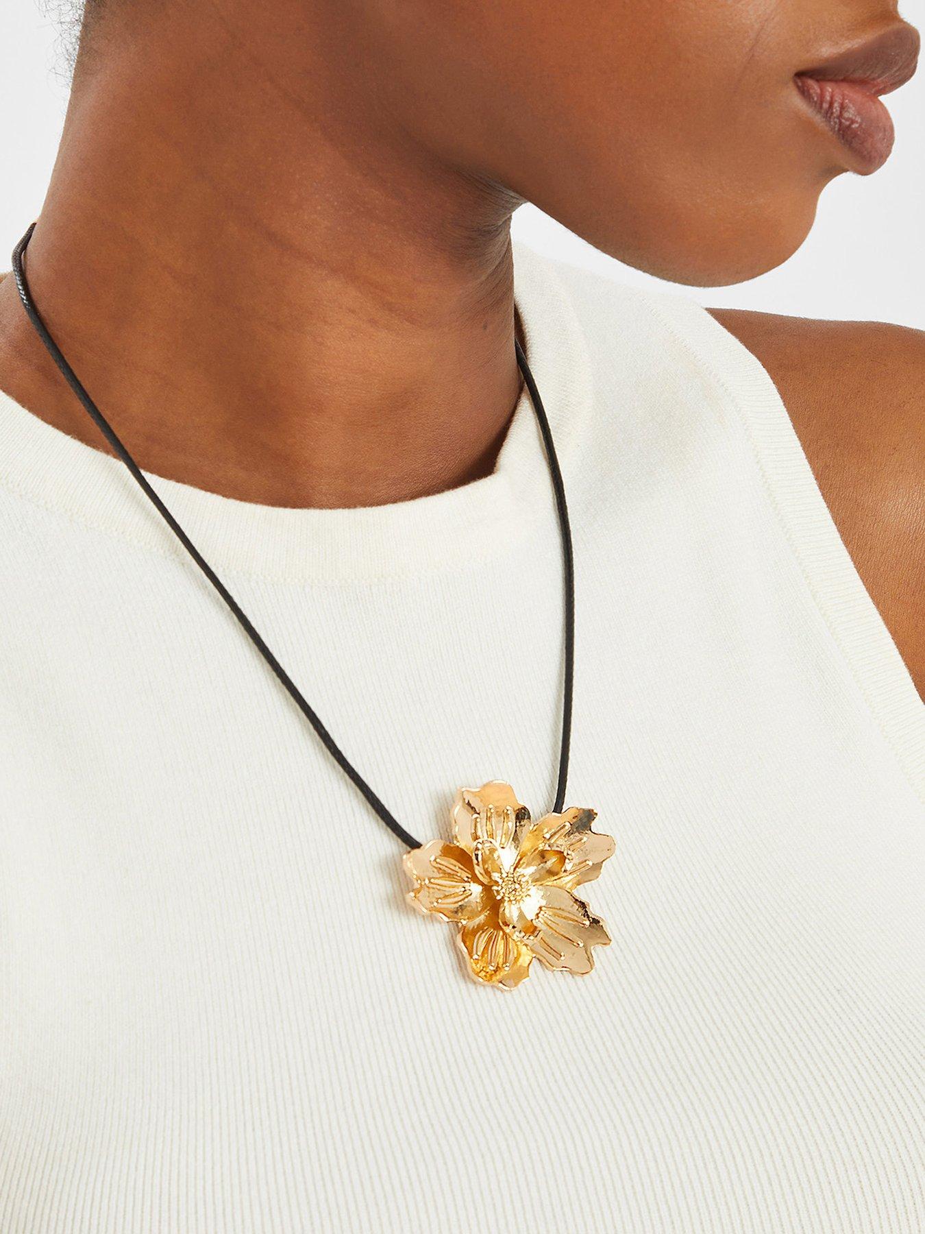  image of accessorize-statement-flower-cord-necklace