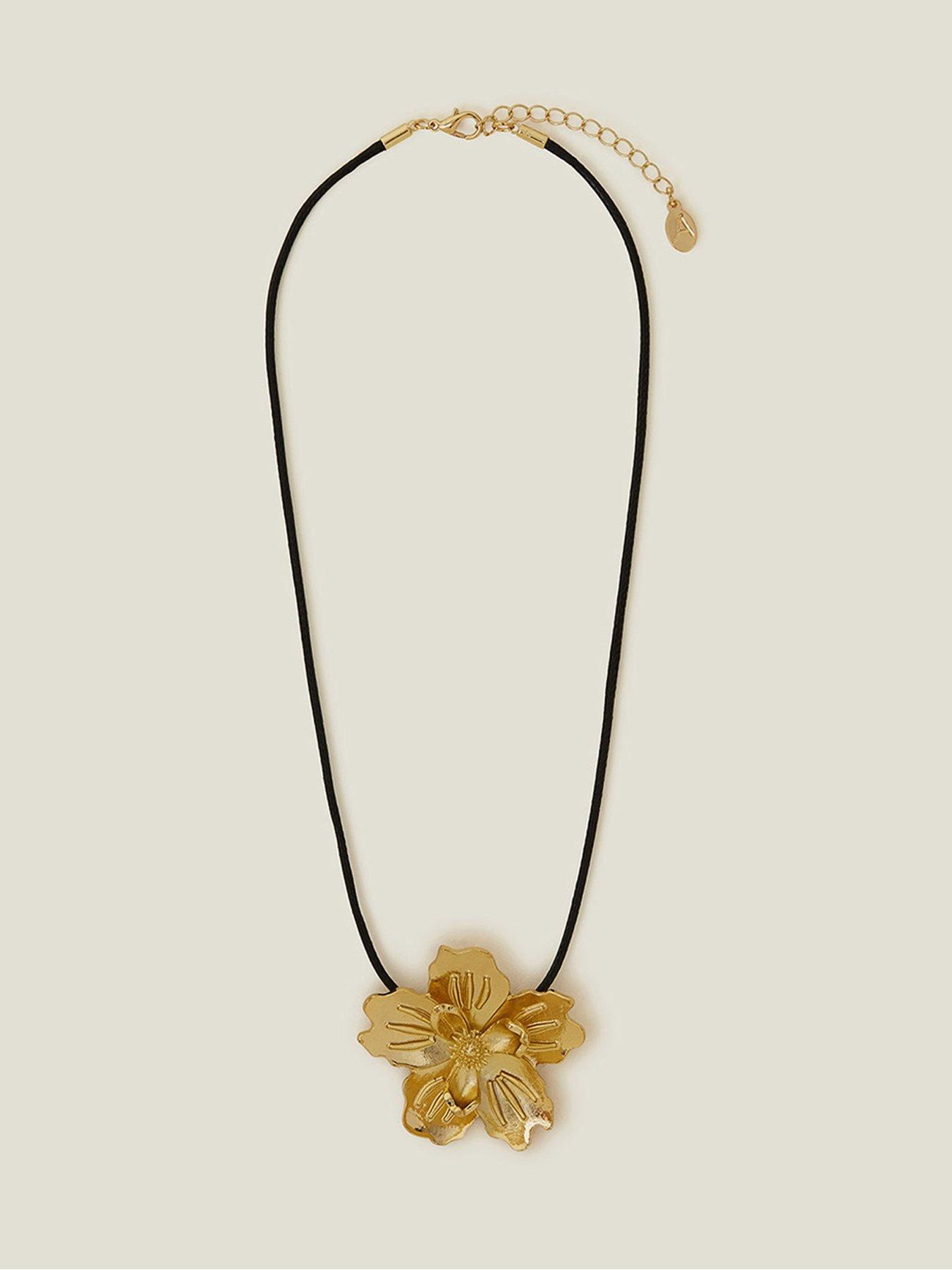  image of accessorize-statement-flower-cord-necklace