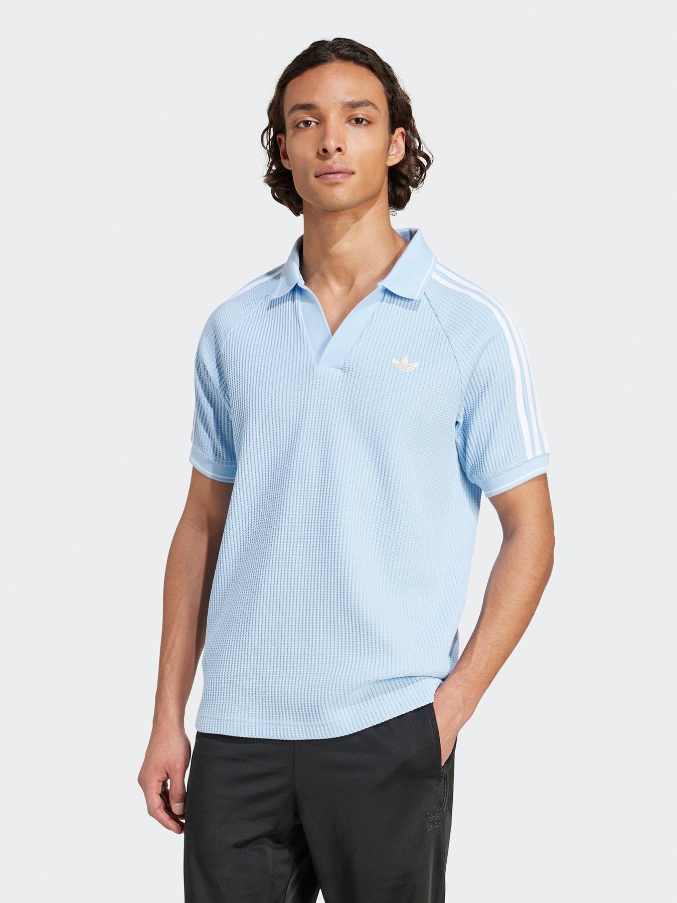 adidas Originals Mens Waffle Knit Polo Shirt - Blue