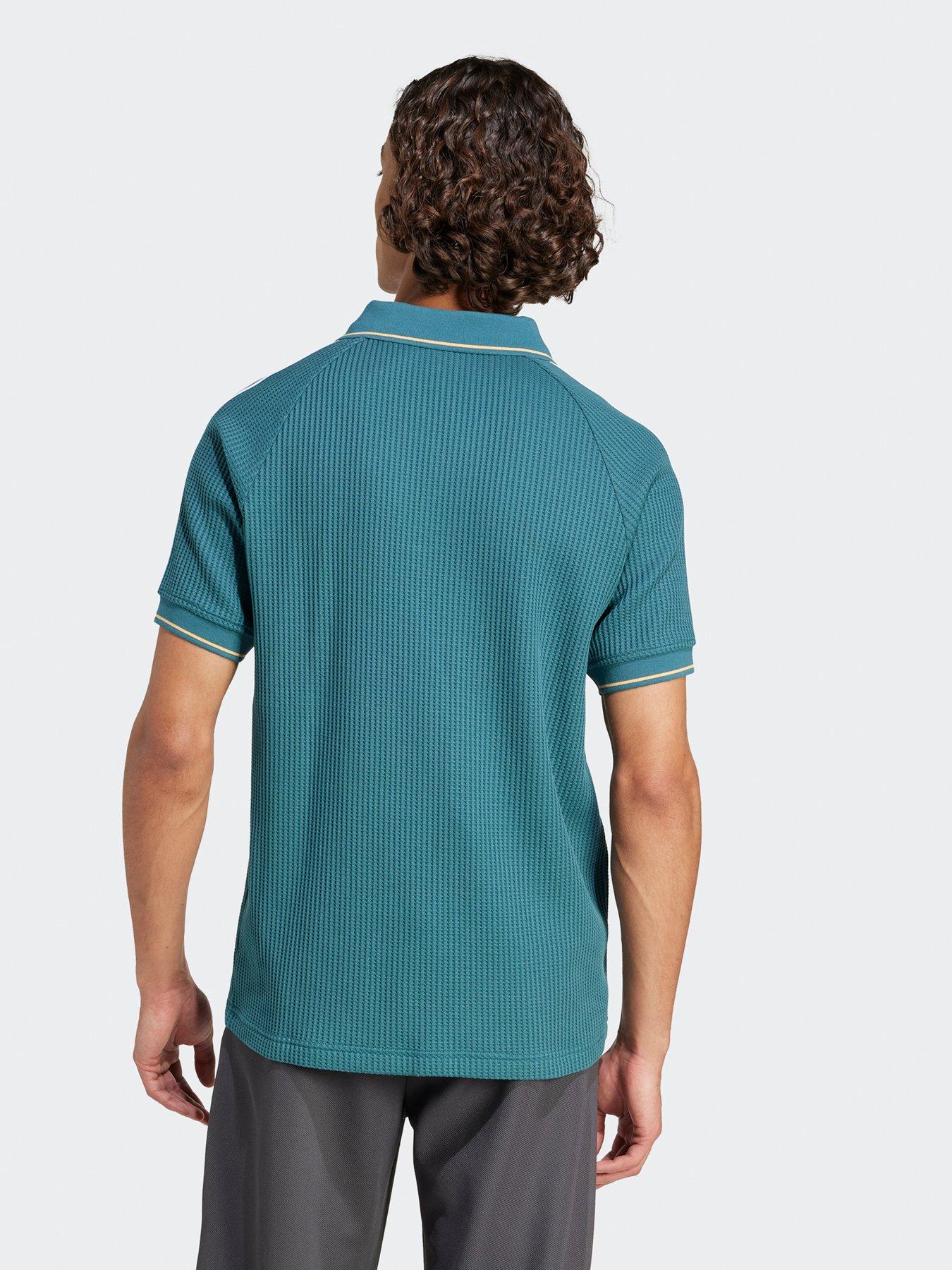 stillFront image of adidas-originals-mens-waffle-knit-polo-shirt-green