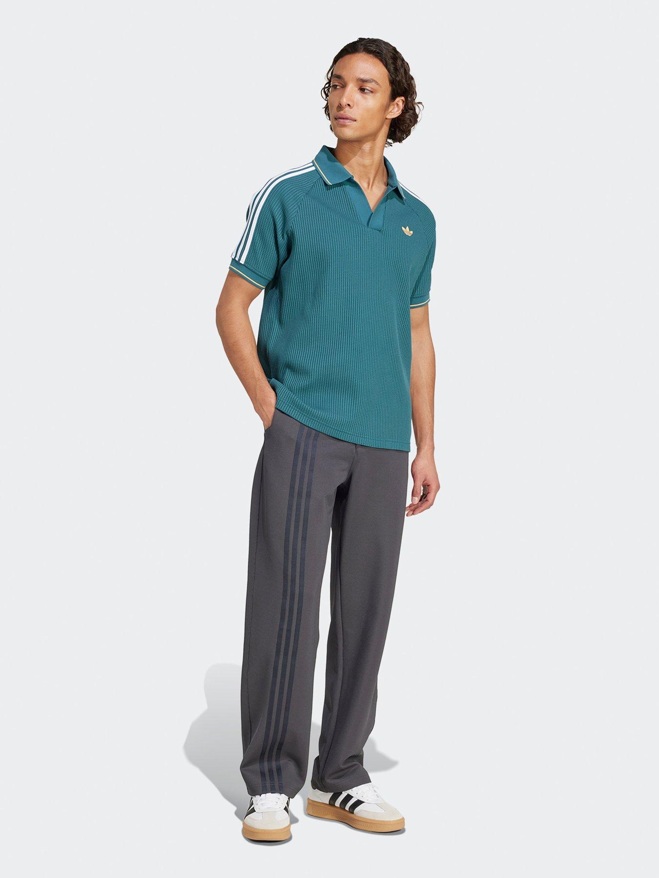  image of adidas-originals-mens-waffle-knit-polo-shirt-green