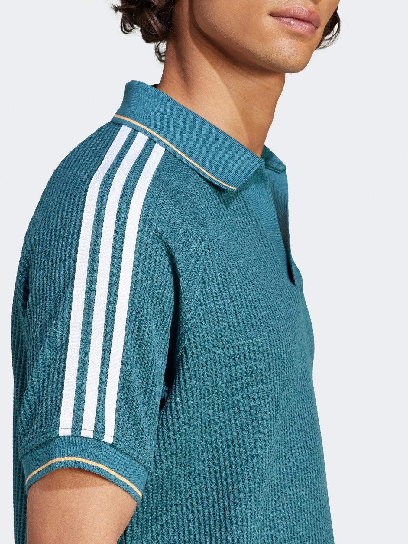  image of adidas-originals-mens-waffle-knit-polo-shirt-green