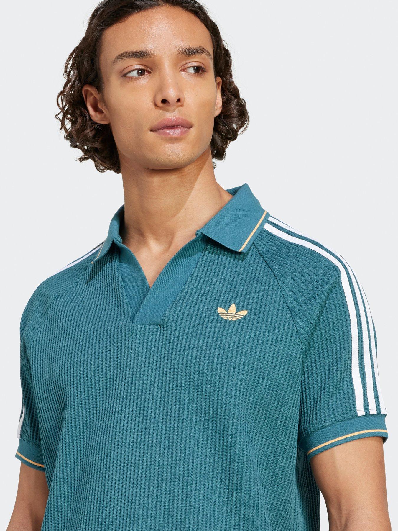  image of adidas-originals-mens-waffle-knit-polo-shirt-green
