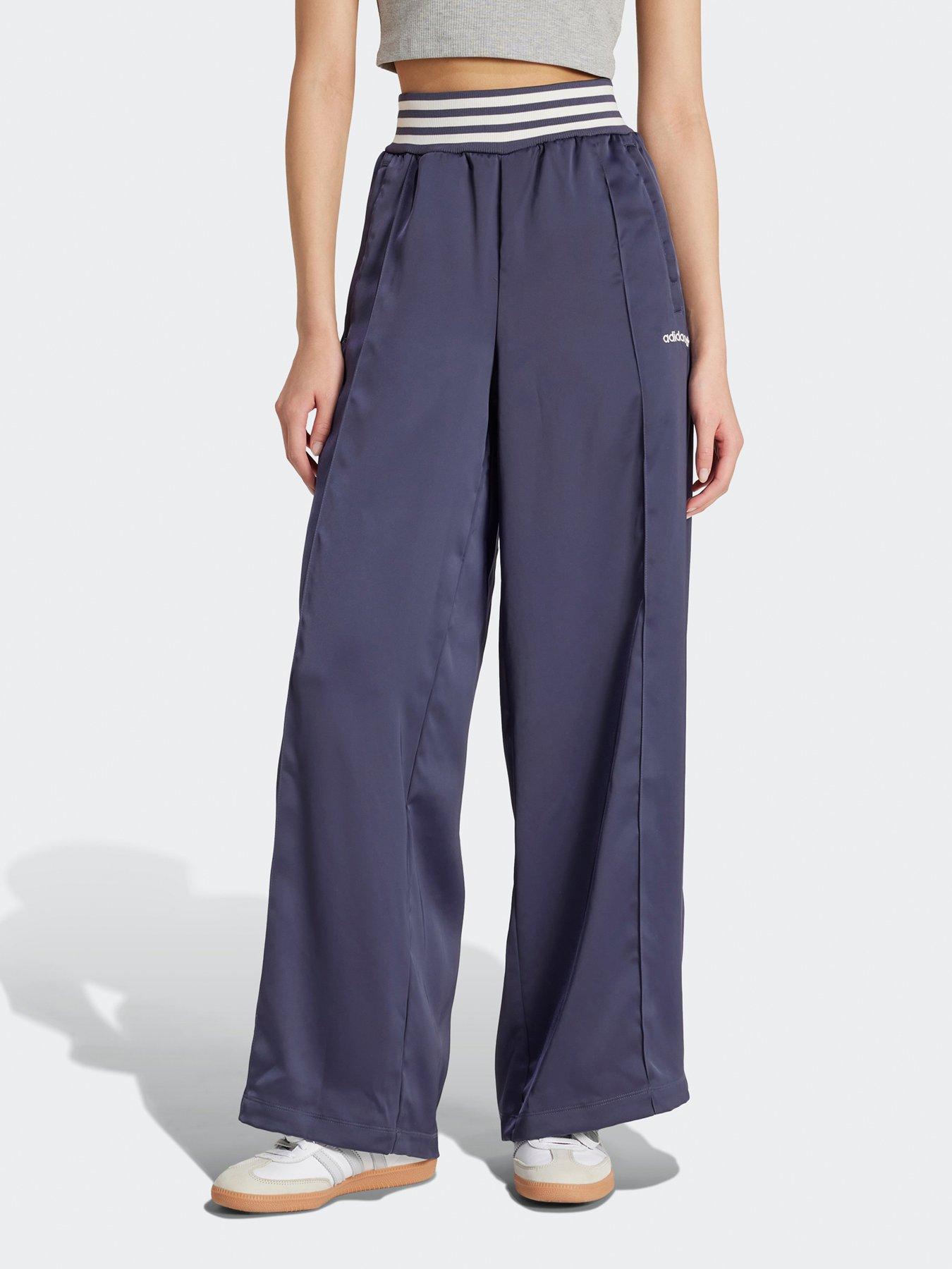 adidas Originals Women's Striped Rib Wide Leg Tracksuit Bottoms - Blue