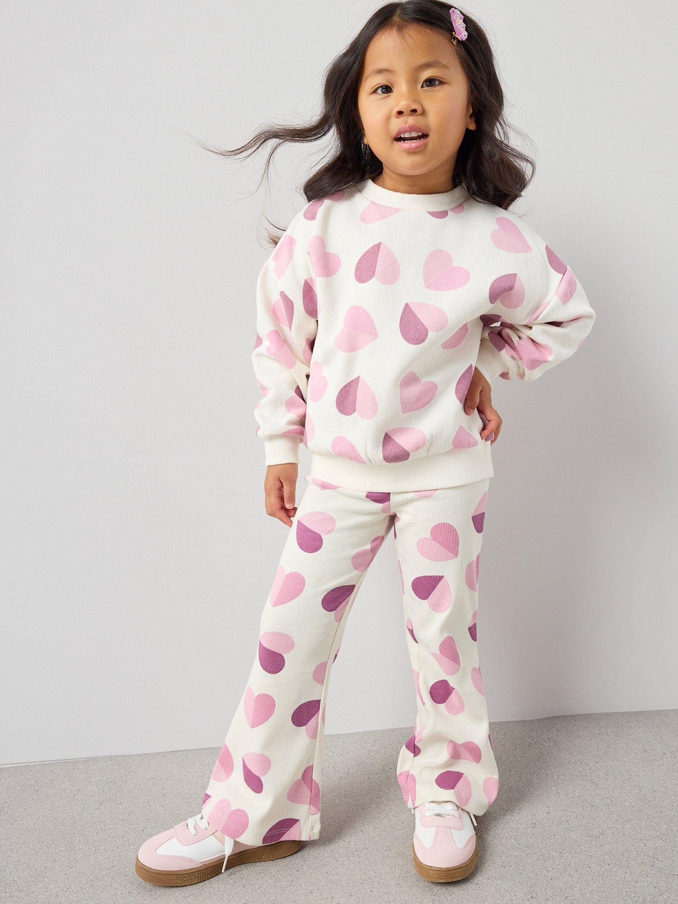 image of mini-v-by-very-girls-oversized-sweatshirt-and-leggings-set-heart-print
