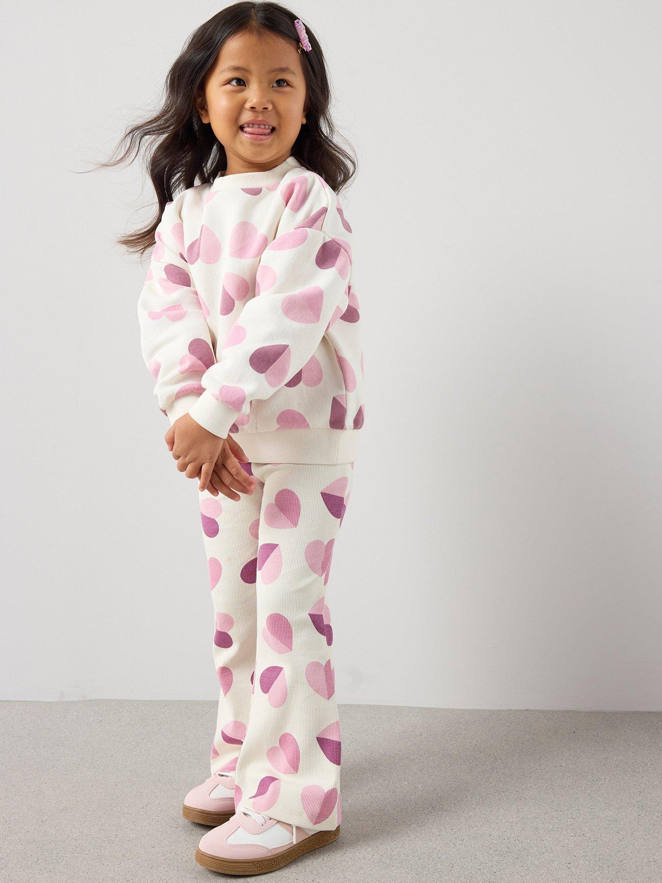  image of mini-v-by-very-girls-oversized-sweatshirt-and-leggings-set-heart-print
