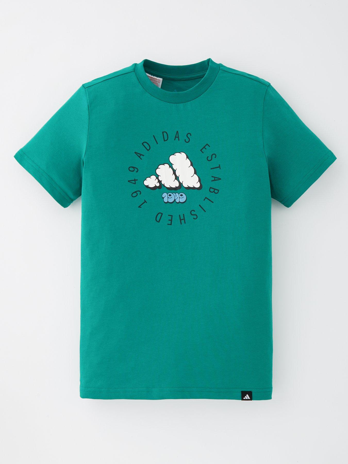 front image of adidas-sportswear-junior-boys-fun-graphic-t-shirt-green