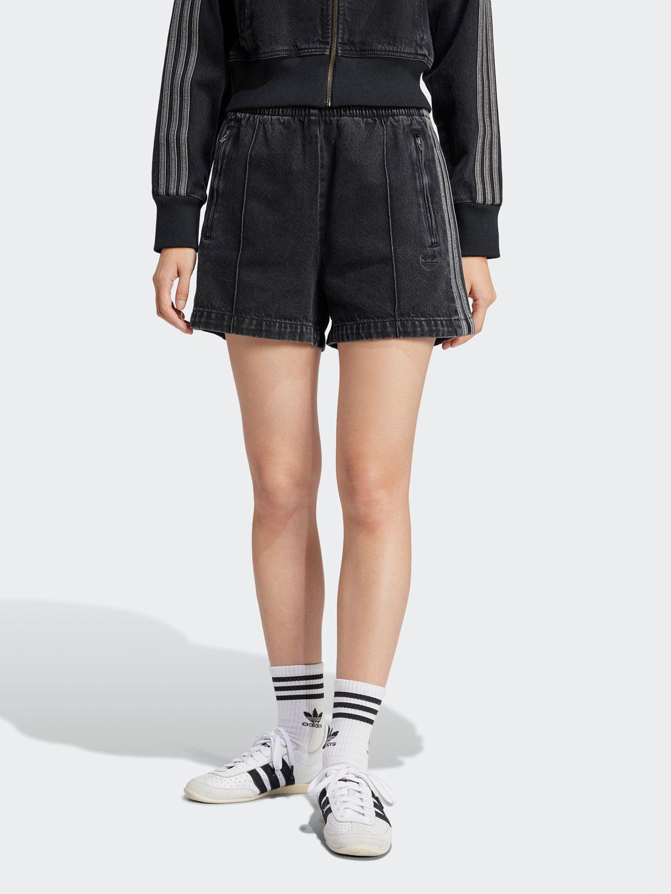 Image 1 of 5 of adidas Originals Women's Adicolor Denim Firebird Shorts - Black