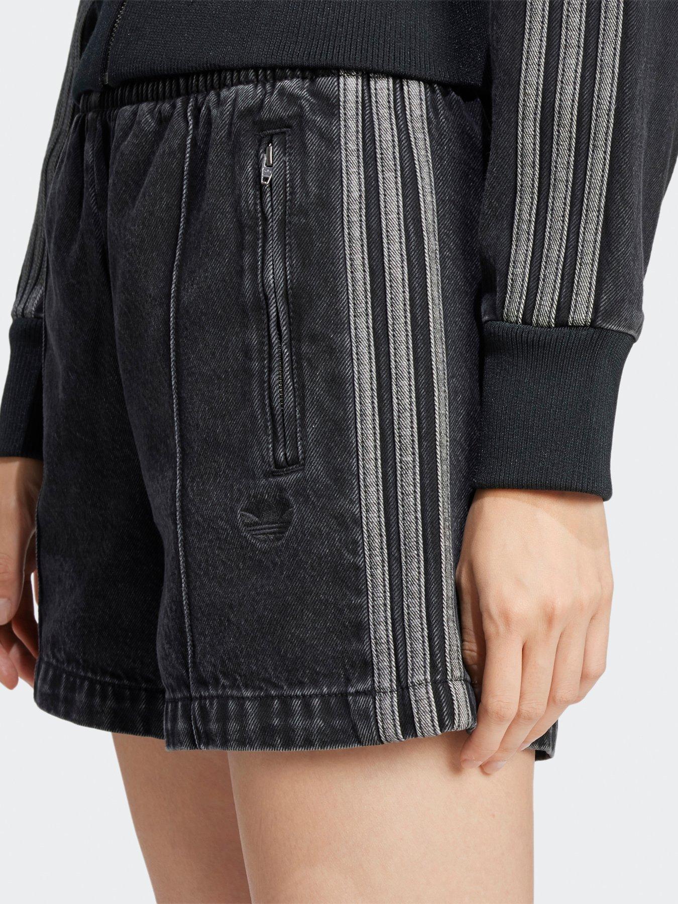 Image 4 of 5 of adidas Originals Women's Adicolor Denim Firebird Shorts - Black