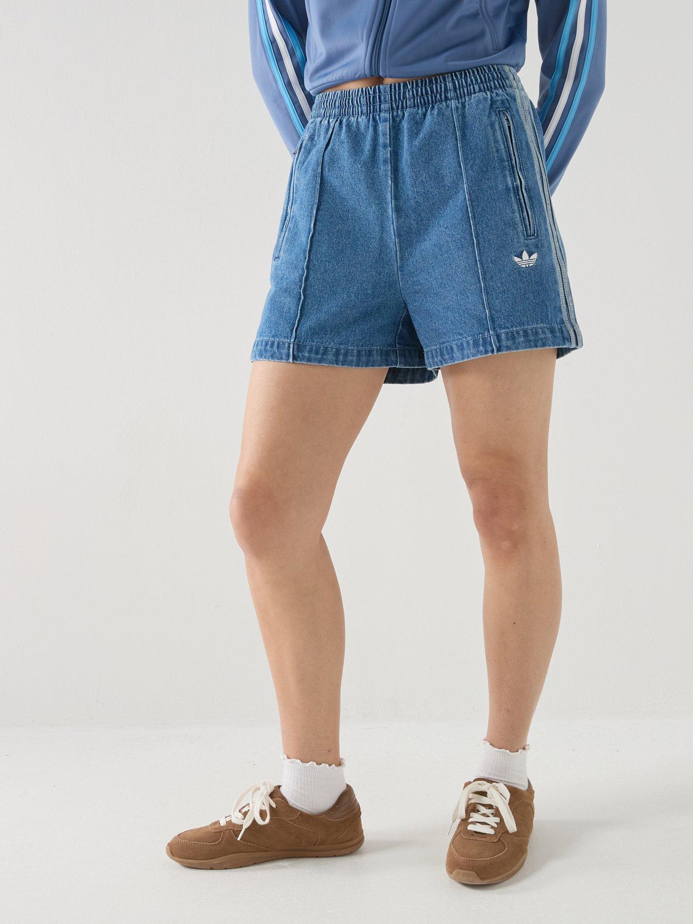 adidas Originals Women's Adicolor Denim Firebird Shorts - Blue