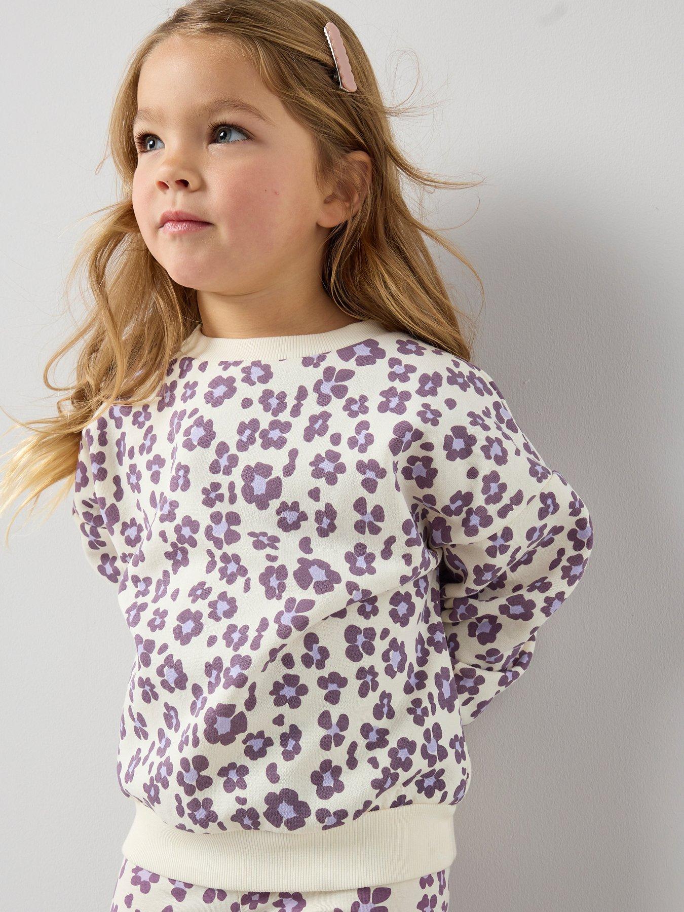 Mini V by Very Girls Animal Print Oversized Sweatshirt - Lilac