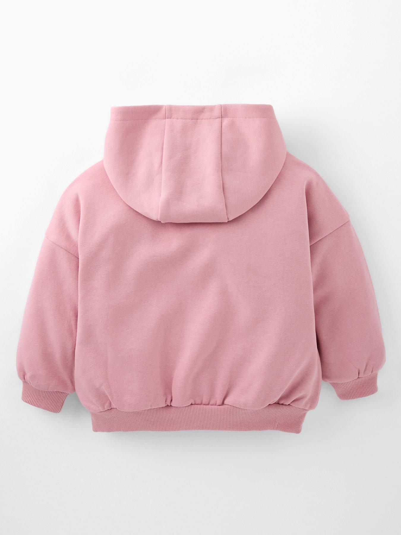 back image of mini-v-by-very-girls-zip-up-hoodie-pink