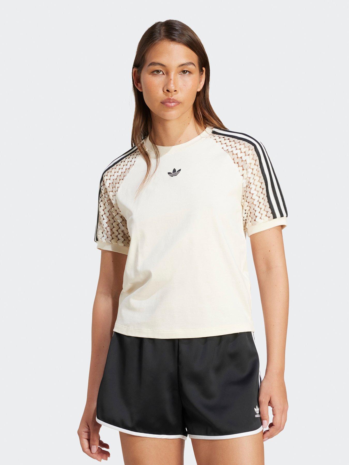 front image of adidas-originals-womens-summer-glow-cali-t-shirt-white