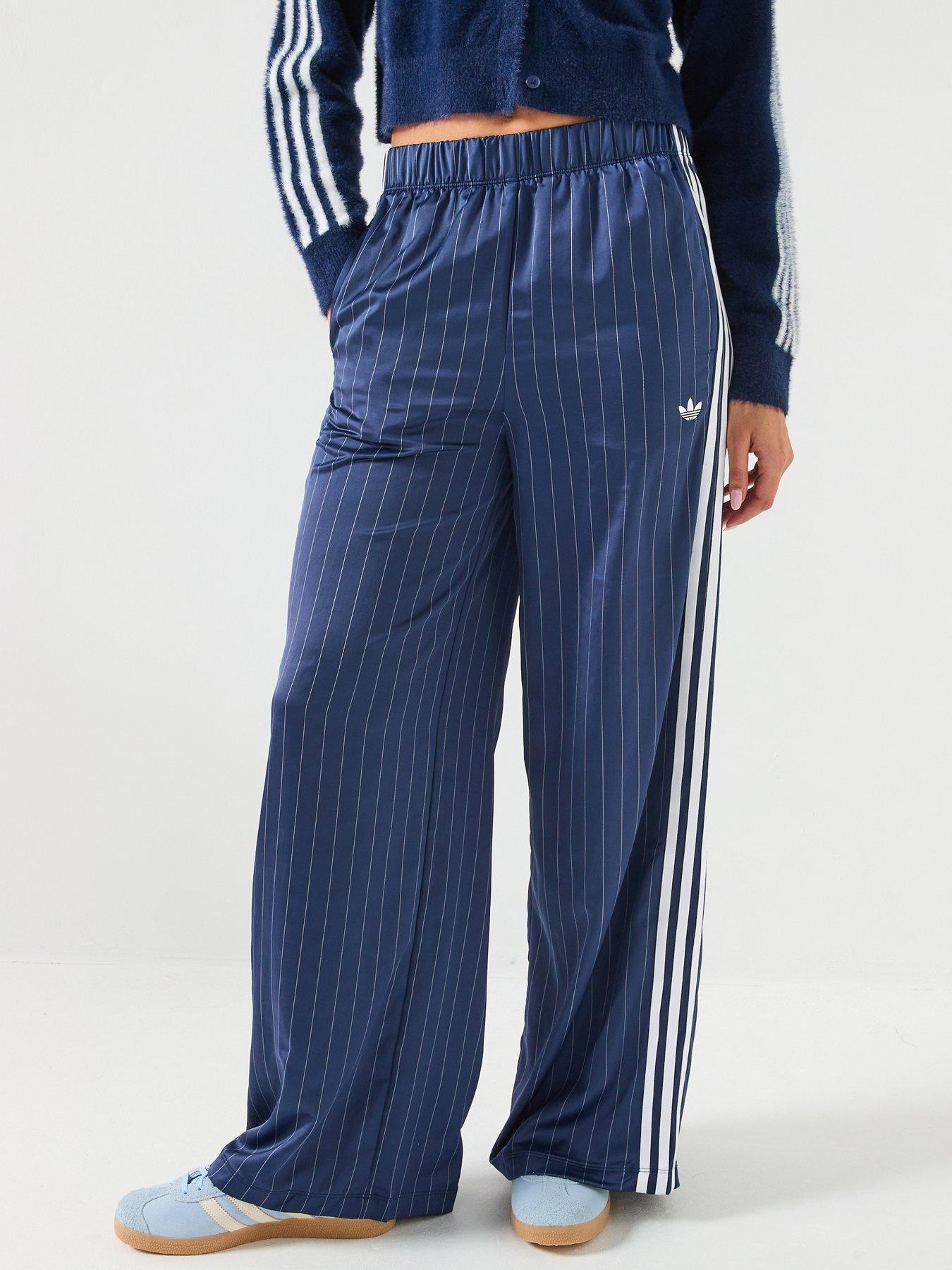 Image 1 of 6 of adidas Originals Womens Soccer Summer Satin Wide Leg Pants - Navy - Blue